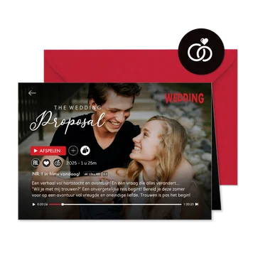 Grappige save the date trouwkaart in een tv streaming stijl